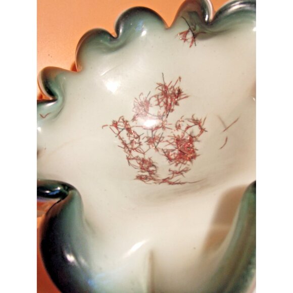 Vintage  Murano  Art Glass Bowl 7" x 7" Green, White, Clear - Picture 12 of 15